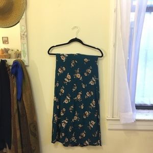 Teal Maxi skirt with gold flowers ✨